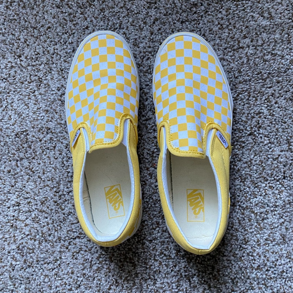 Vans Yellow Checkered Print Shoes